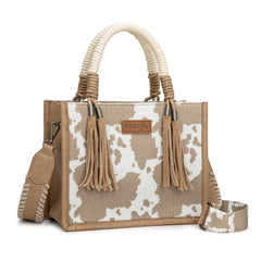 PRE-ORDER WG386-8120S  Wrangler Cow Print Tote/Crossbody -Khaki