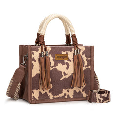 PRE-ORDER WG386-8120S  Wrangler Cow Print Tote/Crossbody -Light Coffee
