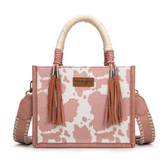 PRE-ORDER WG386-8120S  Wrangler Cow Print Tote/Crossbody -Pink