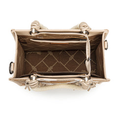 WG386-8120S  Wrangler Cow Print Tote/Crossbody -Tan