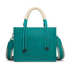 PRE-ORDER WG386-8120S  Wrangler Cow Print Tote/Crossbody -Turquoise