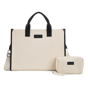 WG390-8110 Wrangler Structured Work Tote/Large Carry-All Tote/Crossbody with Pouch - Black-Beige