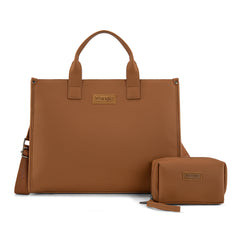 WG390-8110  Wrangler Structured Work Tote/Large Carry-All Tote/Crossbody with Pouch - Brown