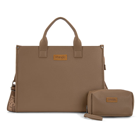 WG390-8110  Wrangler Structured Work Tote/Large Carry-All Tote/Crossbody with Pouch - Camel