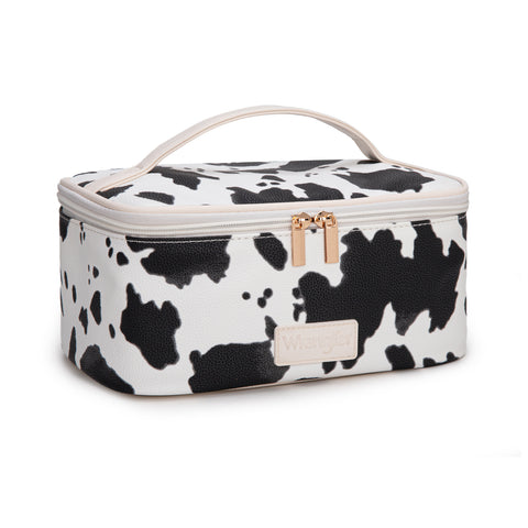 Pre-Order  WG392-9000COW-BK  Wrangler Cow-Print Cosmetic Travel Case – Cow-Black