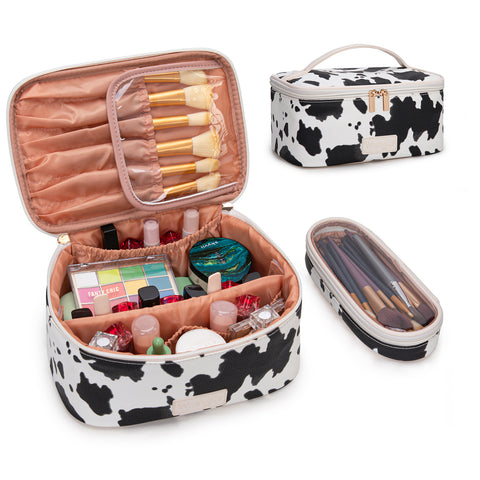 Pre-Order  WG392-9000COW-BK  Wrangler Cow-Print Cosmetic Travel Case – Cow-Black