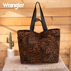 WG433-8317BR  Wrangler Leopard Print Large Tote/Crossbody -Brown