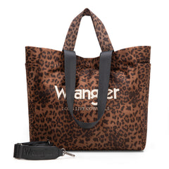 WG433-8317BR  Wrangler Leopard Print Large Tote/Crossbody -Brown