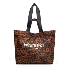 WG433-8317BR  Wrangler Leopard Print Large Tote/Crossbody -Brown