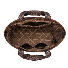 WG433-8317BR  Wrangler Leopard Print Large Tote/Crossbody -Brown
