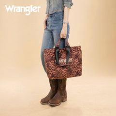 WG433-8317PK   Wrangler Leopard Print Large Tote/Crossbody -Pink