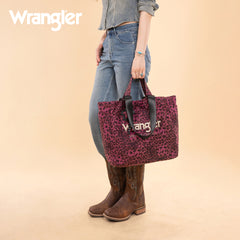 WG433-8317PP   Wrangler Leopard Print Large Tote/Crossbody -Purple