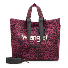 WG433-8317PP   Wrangler Leopard Print Large Tote/Crossbody -Purple