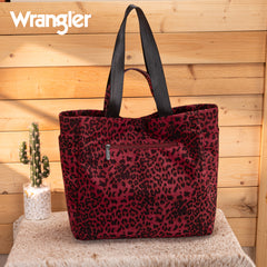WG433-8317RD  Wrangler Leopard Print Large Tote/Crossbody -Red