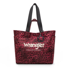 WG433-8317RD  Wrangler Leopard Print Large Tote/Crossbody -Red