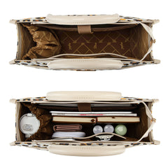 WG436-8119BG  Wrangler Leopard Print Canvas Oversized Tote with Adjustable Strap- Beige