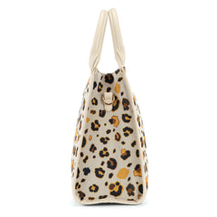 WG436-8119BG  Wrangler Leopard Print Canvas Oversized Tote with Adjustable Strap- Beige