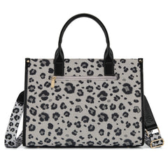WG436-8119BK Wrangler Leopard Print Canvas Oversized Tote with Adjustable Strap- Black