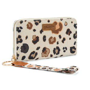 WG436-W126BR Wrangler Leopard Print Wallet/Wristlet - Brown