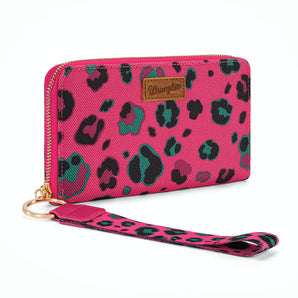 WG436-W126HPK Wrangler Leopard Print Wallet/Wristlet - Hot Pink