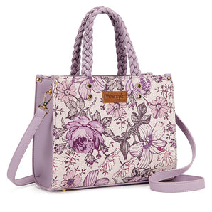 WG438-8120LPP Wrangler Floral Print Braided Tote Bag - Light Purple