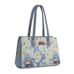 WG438-8130JN Wrangler Floral Print Braided Satchel Bag - Jean