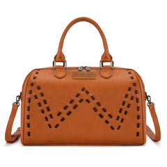 WG449-5112  Wrangler Stitch Detail Classic Barrel Satchel/Crossbody -Brown