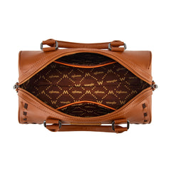 WG449-5112  Wrangler Stitch Detail Classic Barrel Satchel/Crossbody -Brown