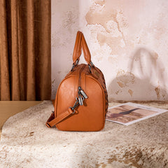 WG449-5112  Wrangler Stitch Detail Classic Barrel Satchel/Crossbody -Brown