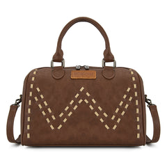 WG449-5112  Wrangler Stitch Detail Classic Barrel Satchel/Crossbody -Coffee