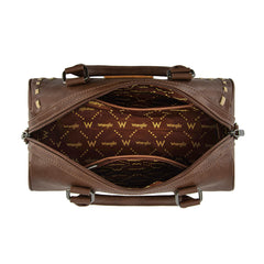 WG449-5112  Wrangler Stitch Detail Classic Barrel Satchel/Crossbody -Coffee