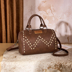 WG449-5112  Wrangler Stitch Detail Classic Barrel Satchel/Crossbody -Coffee