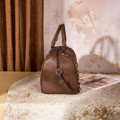 WG449-5112  Wrangler Stitch Detail Classic Barrel Satchel/Crossbody -Coffee