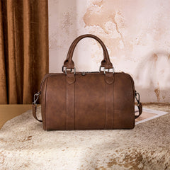 WG449-5112  Wrangler Stitch Detail Classic Barrel Satchel/Crossbody -Coffee