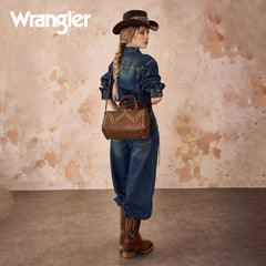 WG449-5112  Wrangler Stitch Detail Classic Barrel Satchel/Crossbody -Coffee