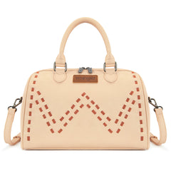 WG449-5112  Wrangler Stitch Detail Classic Barrel Satchel/Crossbody -Tan