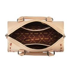 WG449-5112  Wrangler Stitch Detail Classic Barrel Satchel/Crossbody -Tan