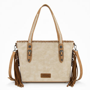 WG454-2002TN Wrangler Braided Tassel Tote Bag - Tan