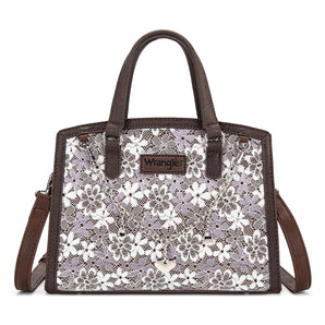 WG-HB-455-8130-CF Wrangler Western Chic Lace with Chain Charm Satchel/Crossbody Bag - Coffee