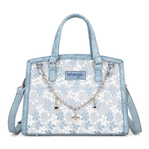 WG-HB-455-8130-JN Wrangler Western Chic Lace with Chain Charm Satchel/Crossbody Bag  - Jean