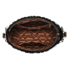 WG474-8633   Wrangler Western Leopard Print Shoulder Bag with Chain Detail - Black