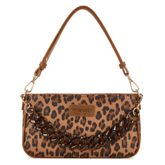 WG474-8633   Wrangler Western Leopard Print Shoulder Bag with Chain Detail -Brown