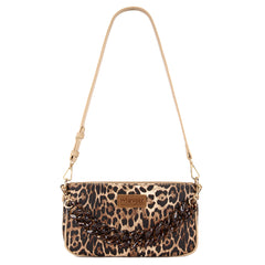 WG474-8633   Wrangler Western Leopard Print Shoulder Bag with Chain Detail -Leopard