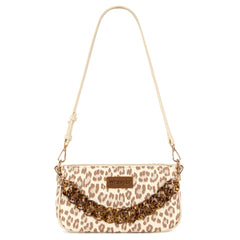 WG474-8633   Wrangler Western Leopard Print Shoulder Bag with Chain Detail -Tan