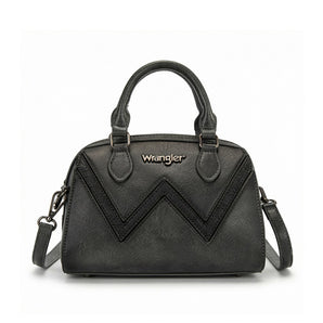 WG480-51103BK Wrangler Chevron Stitch Dome Satchel Crossbody Bag - Black