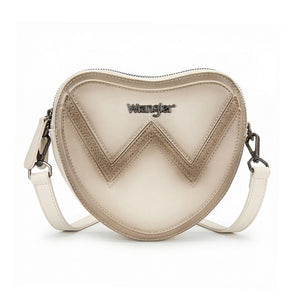 WG480-520BG Wrangler Heart Shaped Chevron Stitch Crossbody Bag - Beige