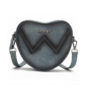 WG480-520JN Wrangler Heart Shaped Chevron Stitch Crossbody Bag - Jean
