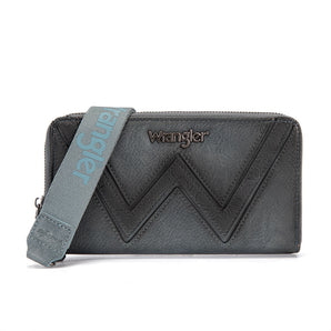 WG480-W006JN Wrangler Chevron  Stitch Zip Around Wristlet Wallet - Jean