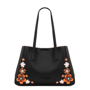 WG482-8130BK Wrangler Floral Accent Tote Shoulder Bag - Black
