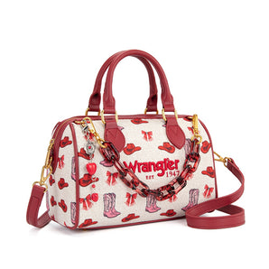 WG524-51102PK Wrangler Western Print Cowgirl Boston Bag - Pink